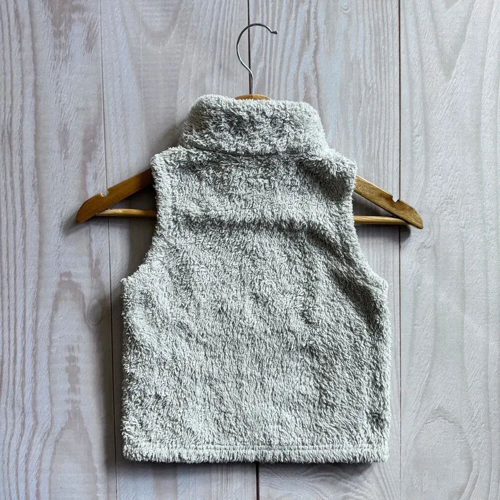 Patagonia Los Gatos Girls Size 4T Sherpa Pile Fleece Fuzzy Vest Gray